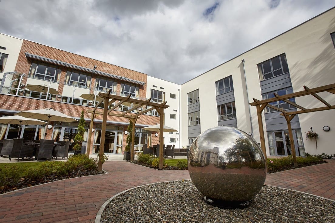 Photo of the inner courtyard of a care home