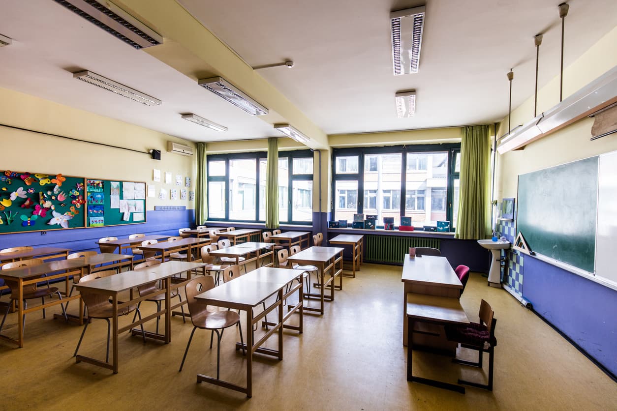 Photo of the inside of a classroom in a school